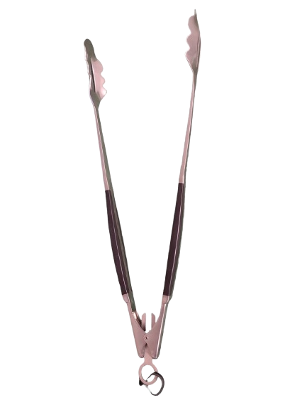 Grillzange aus Metall mit Verschlussmechanismus