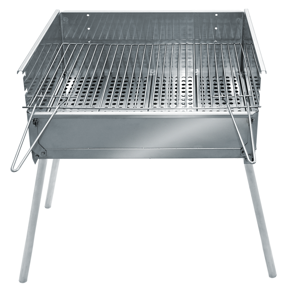 Edelstahlgrill "Picknickgrill M" aufgebaut