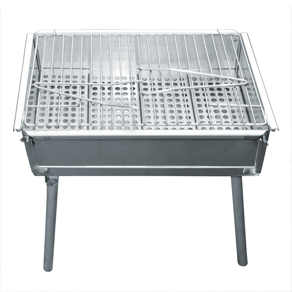 Edelstahlgrill "Picknickgrill_S" aufgebaut