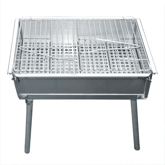 Edelstahlgrill "Picknickgrill_S" aufgebaut