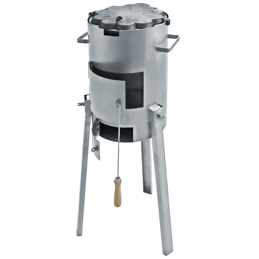 Holzkohle-Waffelofen mit Waffeleisen