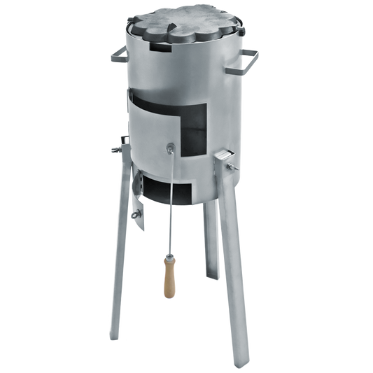 Holzkohle-Waffelofen mit Waffeleisen